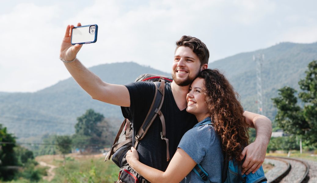 Tourist Couple takin a selfie